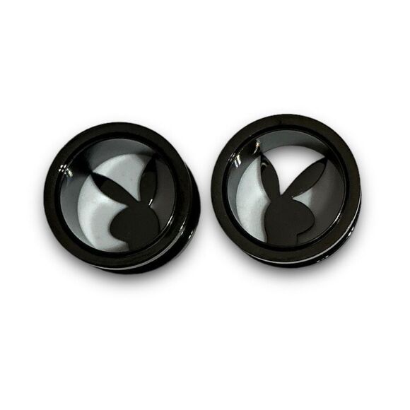 Playboy Bunny CZ 3/4” 19 MM 316L Surgical Steel Screw Fit Tunnels - Picture 2 of 8